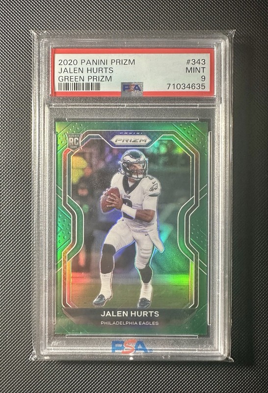 Jalen Hurts 2020 Prizm Green Color Match RC Rookie #343 PSA 9 Mint EAGLES