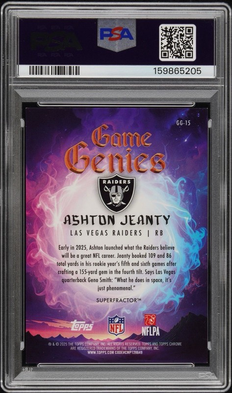 2025 Topps Chrome Ashton Jeanty Game Genies Superfractor 1/1 PSA 8 INCREDIBLE!!! view 2
