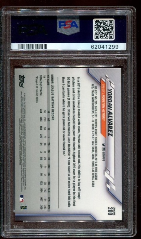 2020 TOPPS CHROME YORDAN ALVAREZ RC #200 PSA 10 GEM MINT ASTROS view 2