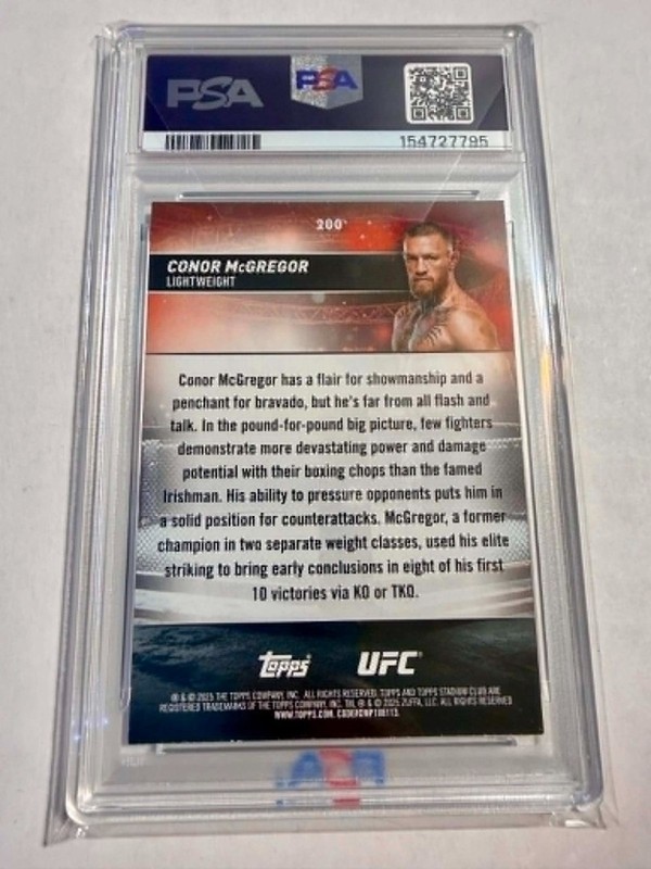 CONOR MCGREGOR #200 2025 TOPPS STADIUM CLUB UFC PSA 9 POP 2 (None higher) view 2
