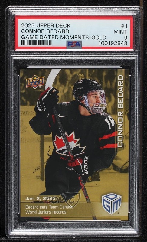 2023 Upper Deck All-Sports Game Dated Moments Gold Connor Bedard PSA 9 MINT 10yl