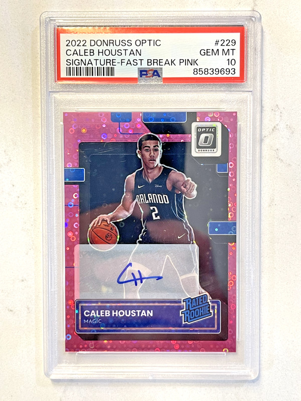 2022 Donruss Optic CALEB HOUSTAN Pink Fast Break Rated Rookie Auto /25 Rc PSA 10
