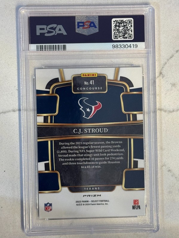 2023 Panini Select CJ Stroud Silver Prizm Rookie RC PSA 10 view 2