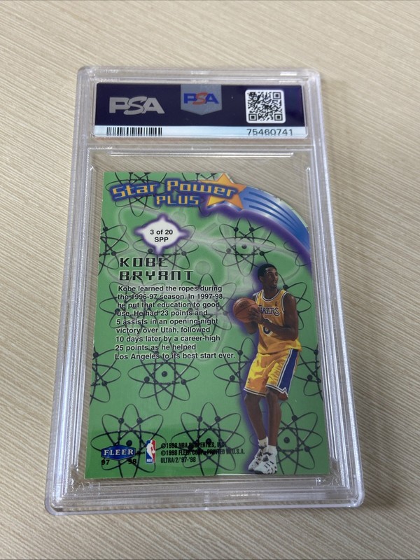 1997 Fleer Ultra Star Power Kobe Bryant Plus PSA 8 NM-MT #3 Lakers HOF view 2