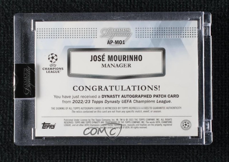 2022-23 Topps Dynasty UCL Black 4/5 Jose Mourinho José #AP-MO1 Patch Auto 1d59 view 2