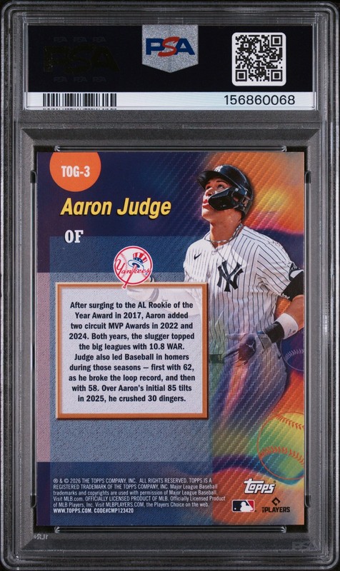 2026 Topps Titans Of The Game #3 Aaron Judge PSA 9 MINT view 2