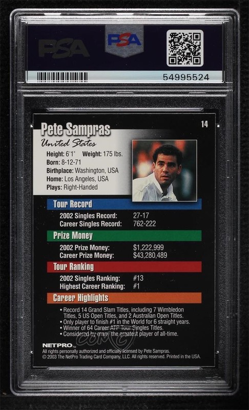 2003 NetPro Pete Sampras #14 PSA 9 MINT HOF 0jk3 view 2