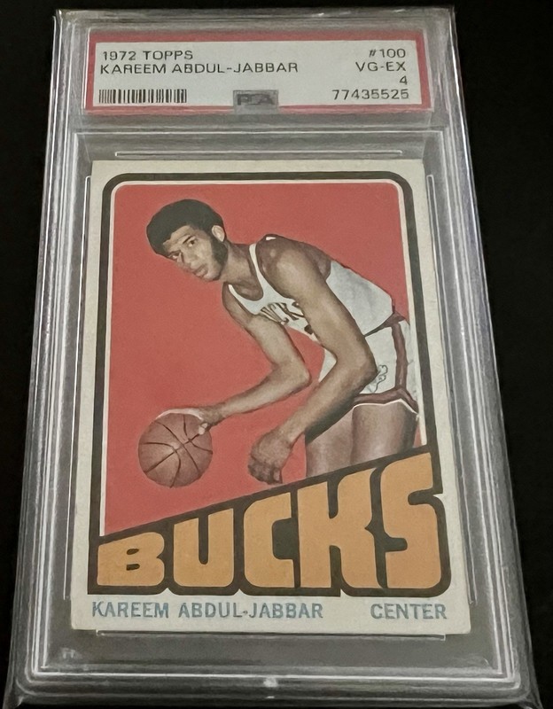 1972-73 TOPPS!  KAREEM ABDUL-JABBAR!  MILWAUKEE BUCKS!  #100  PSA 4!  VG-EX!