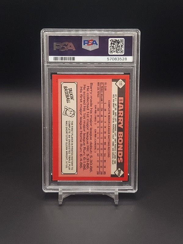 1986 TOPPS TRADED #11T BARRY BONDS RC PIRATES PSA 9 view 2