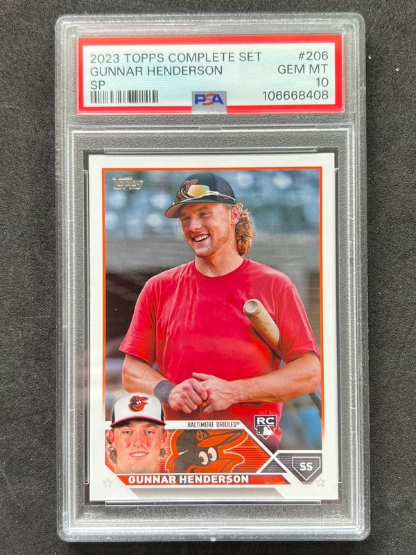2023 Topps #206 Gunnar Henderson Flagship Rookie SP Image Variation RC PSA 10