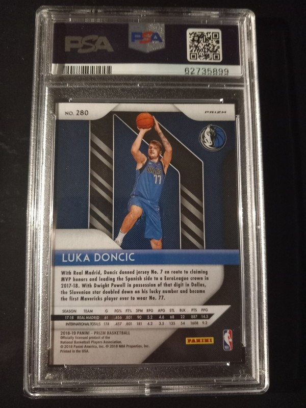 PANINI PRIZM 2018 LUKA DONCIC ROOKIE GREEN PRIZM PSA 9 view 2