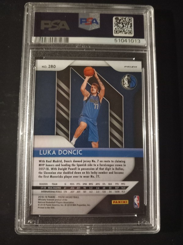 PANINI PRIZM 2018 LUKA DONCIC ROOKIE RED WHITE BLUE PSA 9 view 2