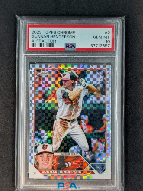 2023 Topps Chrome #2 Gunnar Henderson Rookie RC PSA 10 XFractor Refractor view 1