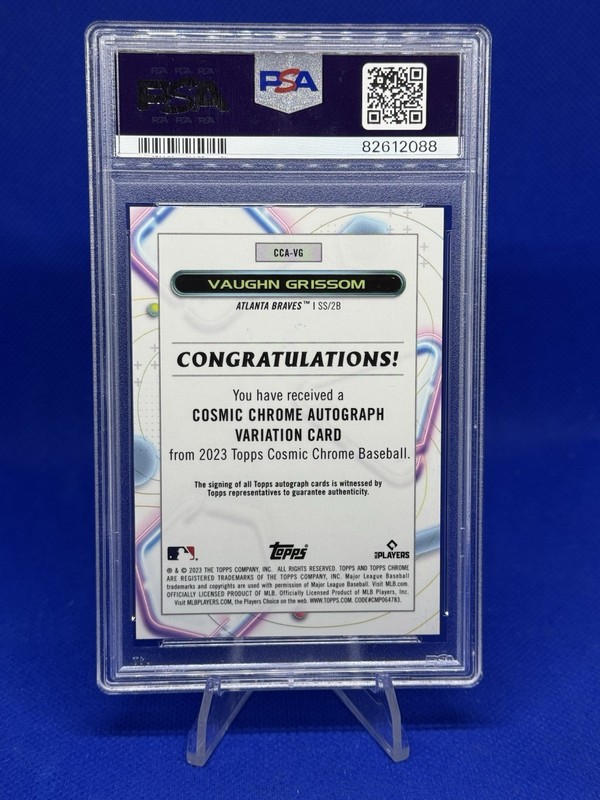 2023 Topps Cosmic Chrome Vaughn Grissom Rookie Green Space Dust Auto /75 PSA 10 view 2