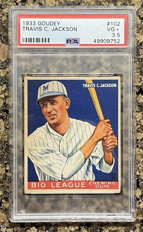 1933 Goudey #102 Travis Jackson, New York Giants, HOF, PSA 3.5