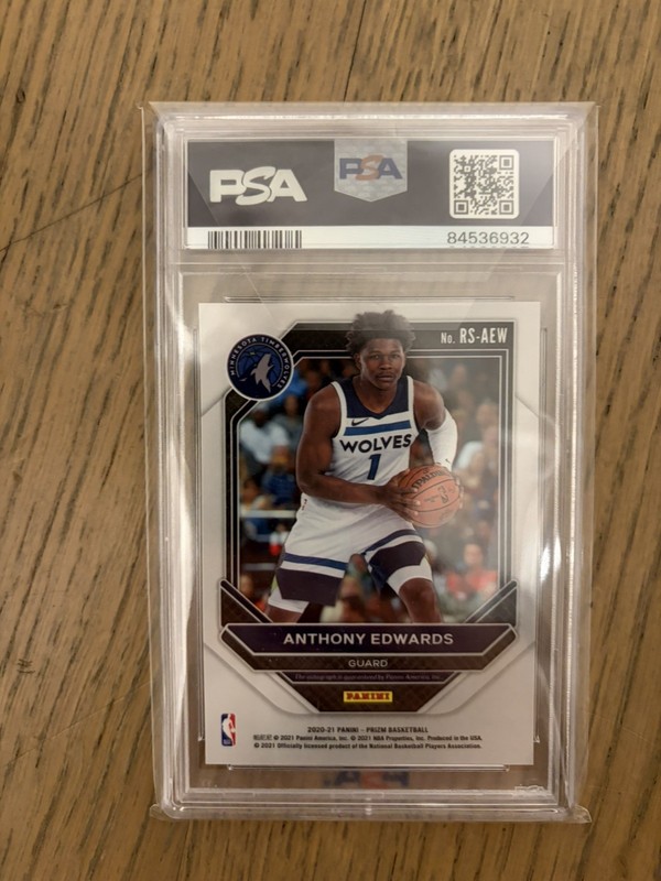 🔥2020 PANINI PRIZM ROOKIE SIGNATURES #AEW ANTHONY EDWARDS PSA 10 AUTO *READ* view 2