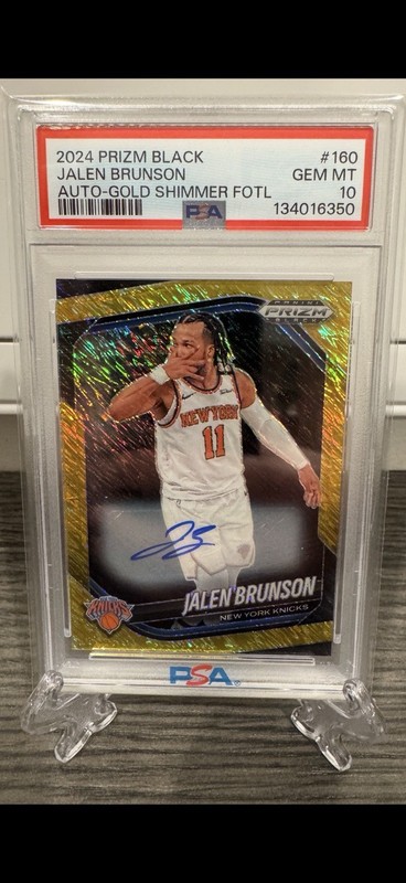 2024 PRIZM BLACK JALEN BRUNSON AUTO-GOLD SHIMMER FOTL /10 PSA 10