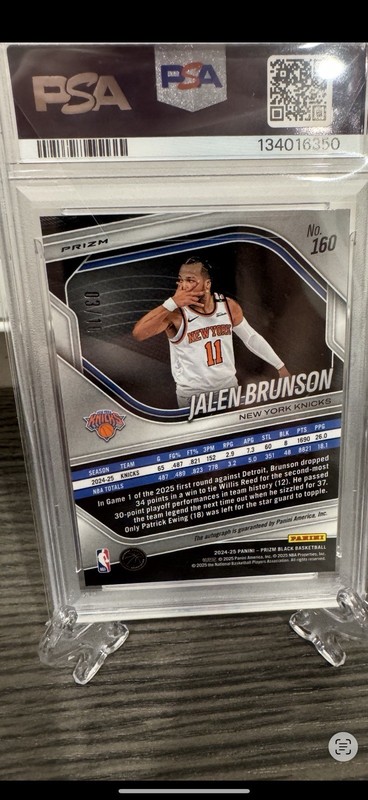 2024 PRIZM BLACK JALEN BRUNSON AUTO-GOLD SHIMMER FOTL /10 PSA 10 view 2