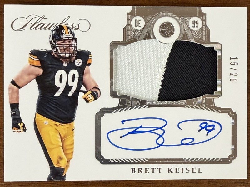 2017 PANINI FLAWLESS BRETT KEISEL PLAYER-WORN PATCH ON CARD AUTO SSP /20 READ