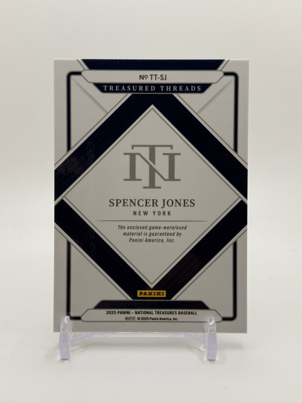 2025 Panini National Treasures - Treasured Threads Spencer Jones #TT-SJ - 1/1 view 2
