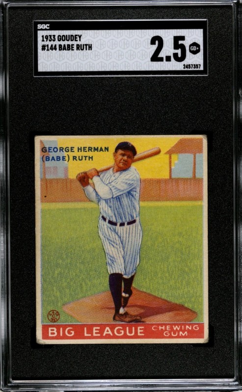 1933 Goudey #144 BABE RUTH New York Yankees SGC 2.5 GD+ *Centered* *Nice Color*