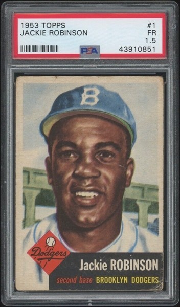 1953 Topps #1 Jackie Robinson PSA 1.5 FR Well Centered Brooklyn Dodgers HOF