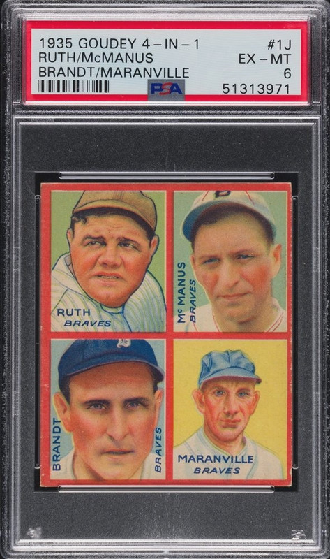 1935 Goudey 4-IN-1 Babe Ruth #1J PSA 6 HOF GOAT