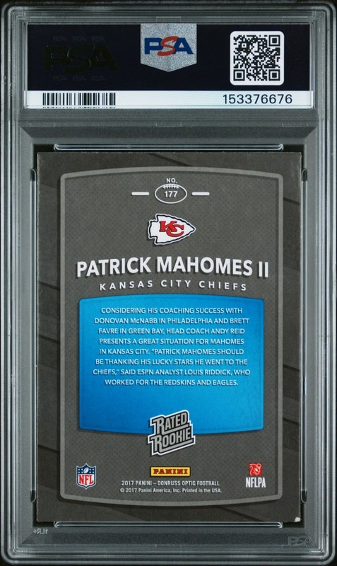 2017 Panini Donruss Optic Patrick Mahomes RC Rookie Card #177 PSA 3 - POP 6 view 2