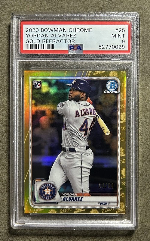 2020 Bowman Chrome Yordan Alvarez Gold Refractor RC #’d 34/ 50 PSA 9 🔥🔥🔥