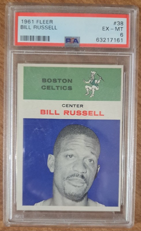 1961-62 Fleer (HOF) Bill Russell #38 Graded PSA 6 EX-MT (Boston Celtics)
