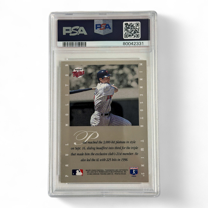 1996 Leaf Sign Extended Paul Molitor Century Marks Graded PSA 7 Auto 10 view 2