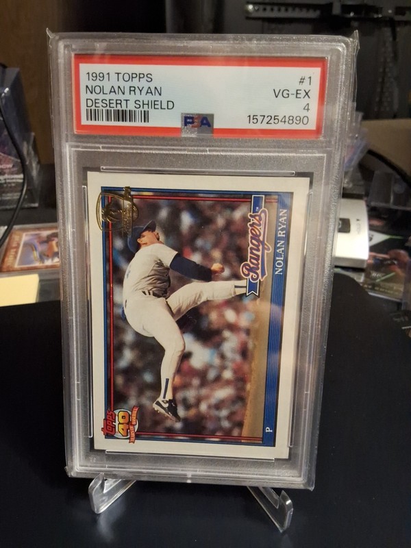 1991 TOPPS DESERT SHIELD #1 NOLAN RYAN PSA 4
