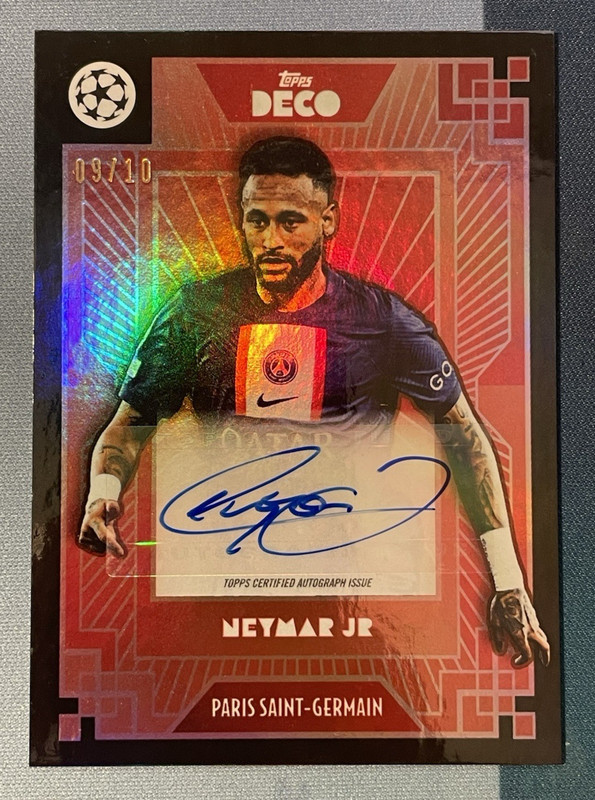 2022-23 Topps Deco Neymar Jr Red Auto /10 Paris St-Germain PSG