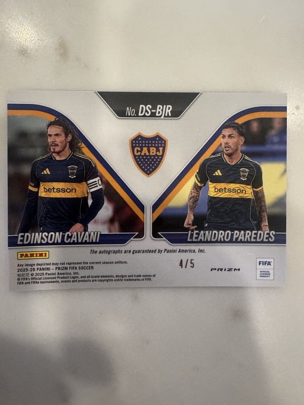 edinson cavani Duel Auto Leandro Paresdes  Gold /5 - Prizm Fifa 25-26 view 2