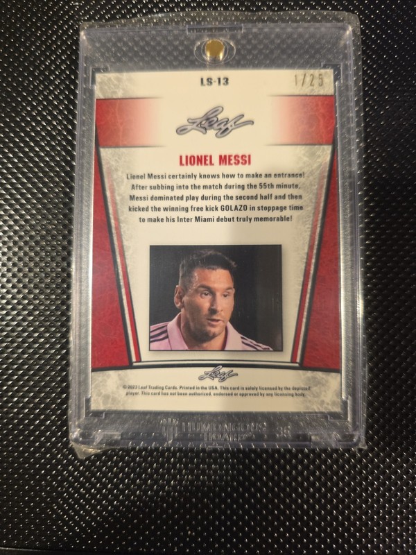 Leaf 2023 Legend Forward Lionel Messi Serial Numbered LS-13 Soccer Card 1/25  view 2
