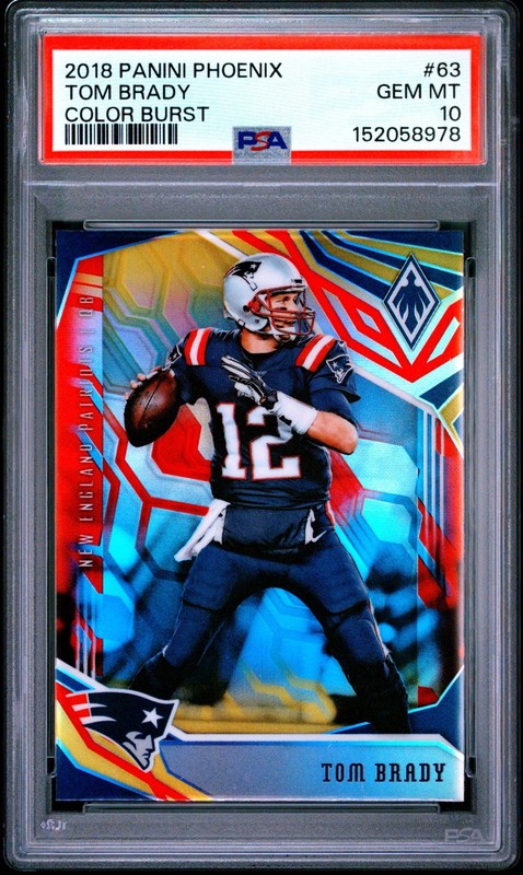 2018 Panini Phoenix Tom Brady Color Burst SSP #63 PSA 10 Gem Mint