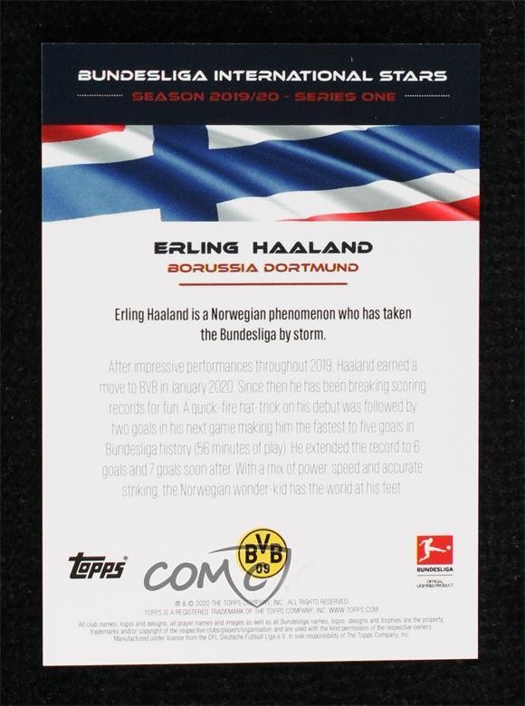 2019-20 Topps Bundesliga International Stars /661 Erling Haaland Rookie RC 6l7 view 2