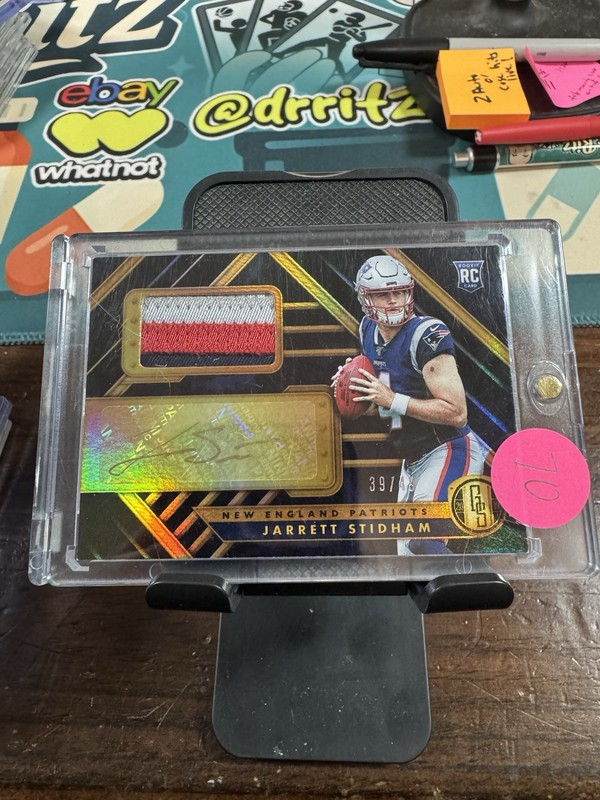 Jarrett Stidham Gold Standard rookie patch auto /49 2019 starting Qb 