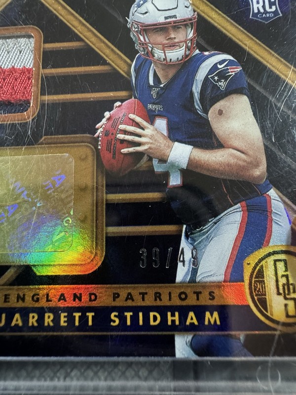 Jarrett Stidham Gold Standard rookie patch auto /49 2019 starting Qb  view 2
