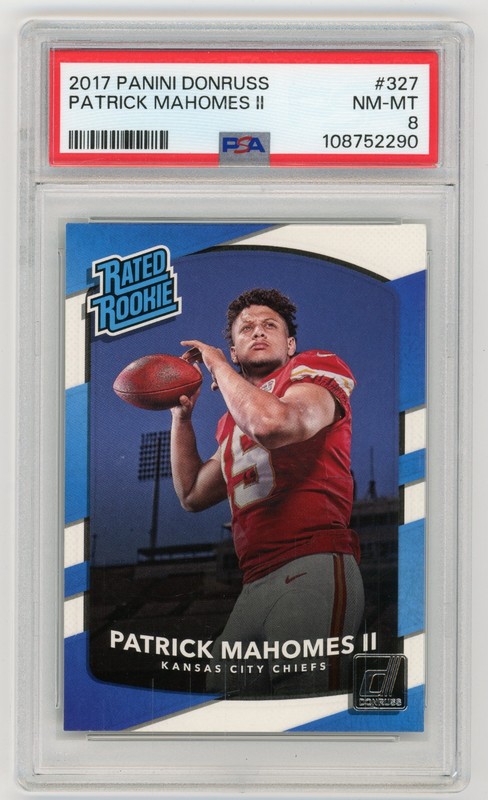PATRICK MAHOMES 2017 Panini Donruss Rc 327 PSA 8 Kansas City Chiefs Rated Rookie