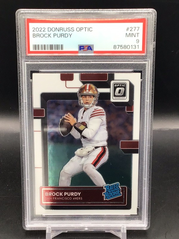 2022 Panini Donruss Optic Brock Purdy #277 RC PSA 9 view 1
