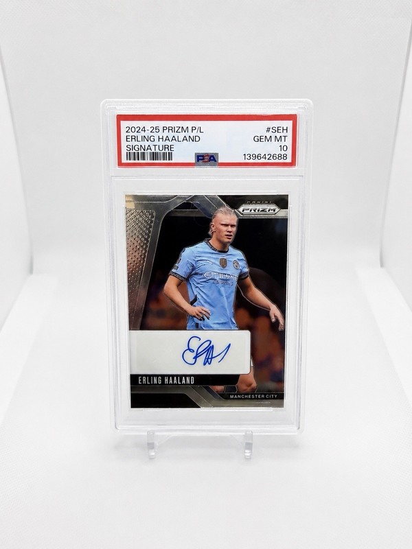 2024-25 Prizm Premier League Signatures Erling Haaland PSA 10 Auto Man City