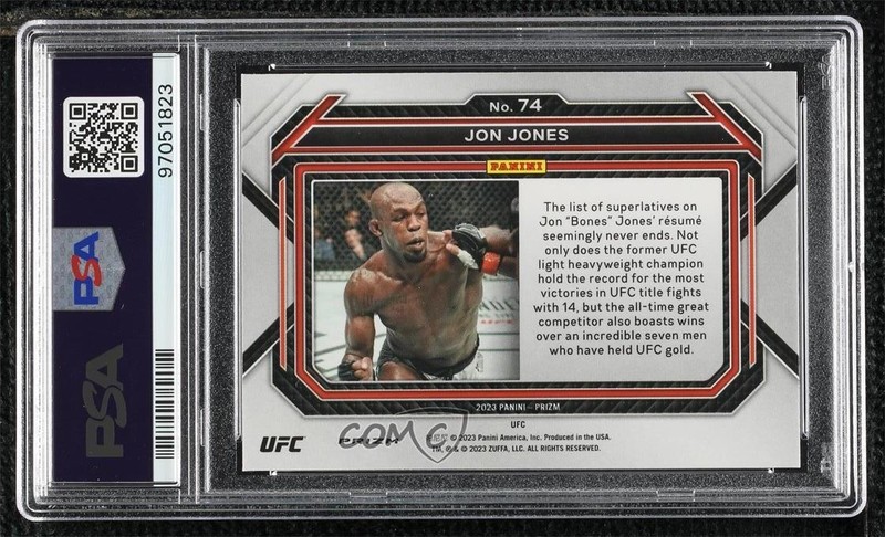 2023 Panini Prizm UFC White Sparkle Prizm Jon Jones #74 0xh3 view 2