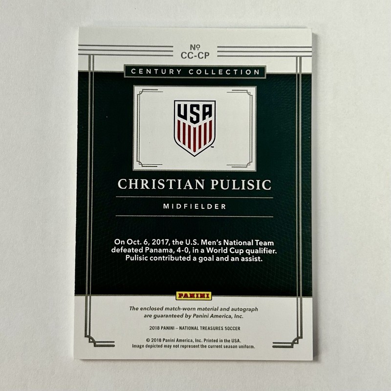 2018 National Treasures Christian Pulisic Century Collection Jersey Auto 17/20 view 2