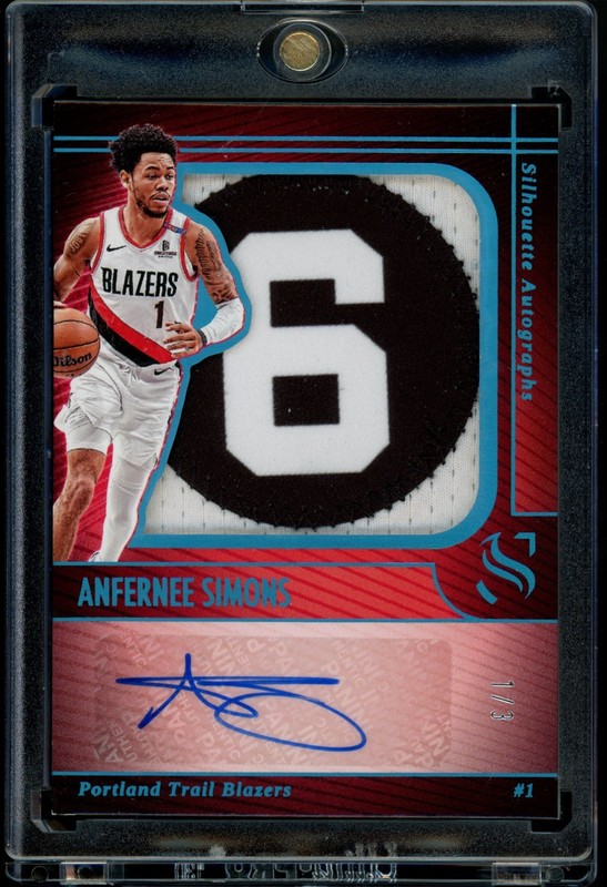 2024-25 Panini Silhouette Autographs Anfernee Simons Bill Russell Patch Auto /3