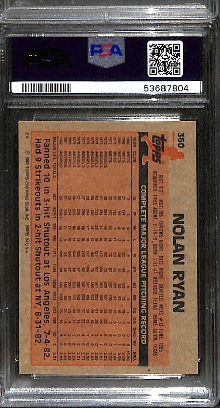 1983 Topps #360 Nolan Ryan PSA 7 NM 53687804  view 2