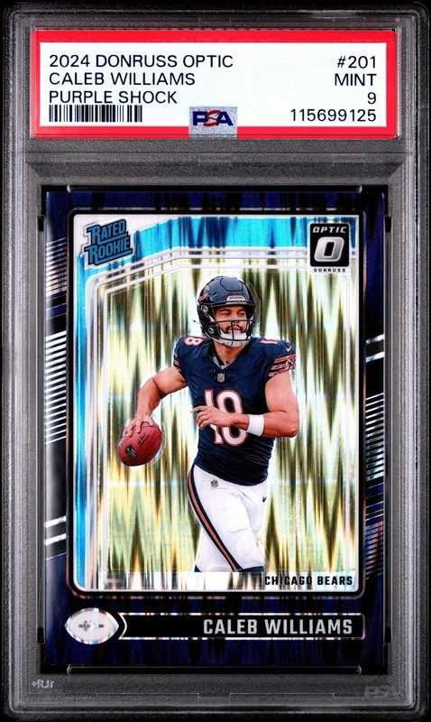 2024 Panini Donruss Optic Caleb Williams Rated Rookie #201 Purple Shock PSA 9