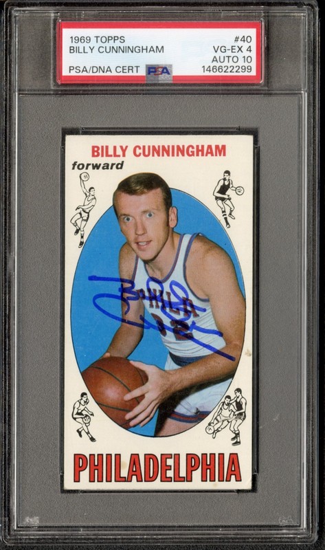 1969 Topps Billy Cunningham Auto Autograph #40 PSA 4/10 Very Good - Excellent