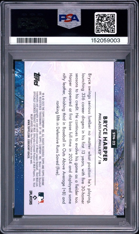 2025 Topps Cosmic Chrome Bryce Harper Stars in the Night SSP #22 PSA 10 Gem Mint view 2