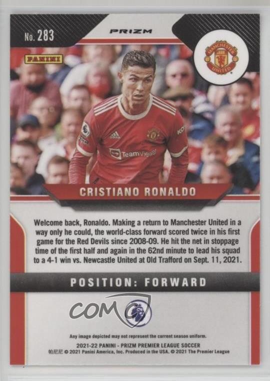 2021-22 Panini Prizm Premier League Pink Ice Prizm Cristiano Ronaldo #283 08tc view 2